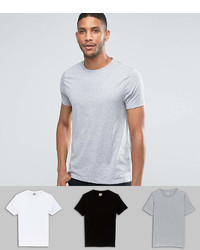 Asos 3 Pack T Shirt In Whiteblackgray Marl With Crew Neck Save