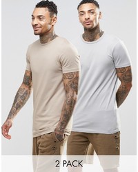 Asos Brand 2 Pack Longline Muscle T Shirt Save 12% In Graybeige
