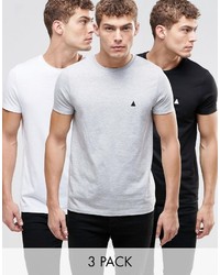 Asos Brand 3 Pack T Shirt With Logo Save 21% In Whiteblackgray