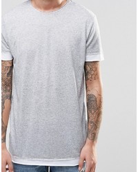 Asos Brand Longline T Shirt In Linen Mix With Contrast Trim In Gray