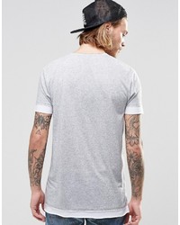 Asos Brand Longline T Shirt In Linen Mix With Contrast Trim In Gray