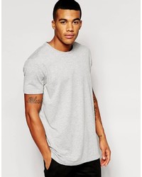 Asos Brand Longline T Shirt With Crew Neck In Gray Marl