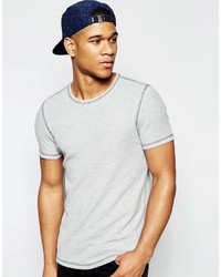 Asos Brand Muscle T Shirt In Fine Waffle With Contrast Flatlock In Gray