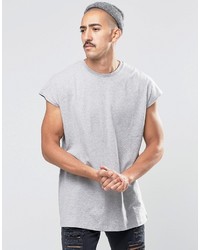 Asos Brand Oversized Sleeveless T Shirt In Gray Marl