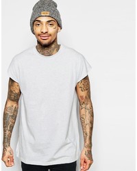 Asos Brand Oversized Sleeveless T Shirt In Light Gray Marl