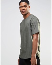 Asos Brand Perforated Woven Tee In Khaki