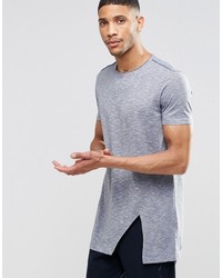 Asos Brand Super Longline T Shirt In Space Dye With Angled Split Hem