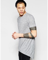 Asos Brand Super Longline T Shirt With Curved Back Hem In Linen Mix Fabric
