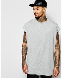 Asos Brand Super Oversized T Shirt With Raw Sleeves In Gray