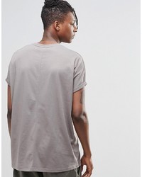 Asos Brand Super Oversized T Shirt With Rolled Sleeve In Gray