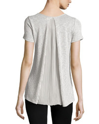 Casual Couture Short Sleeve Pleated Tee Light Gray