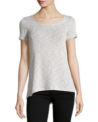 Casual Couture Short Sleeve Pleated Tee Light Gray