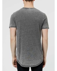 Topman Charcoal Burnout Longline T Shirt