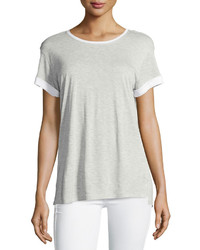Vince Colorblock Rolled Sleeve Tee Heather Grayoff White