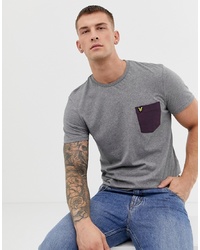 Lyle & Scott Contrast Pocket Logo T Shirt In Mid Grey Marl