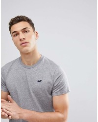 Hollister Crew Neck T Shirt Seagull Logo In Gray Marl