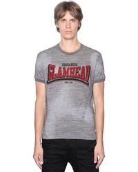 DSQUARED2 Glam Head Distressed Cotton T Shirt