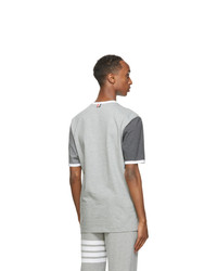 Thom Browne Grey Contrast Sleeve Ringer T Shirt