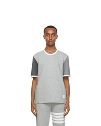 Thom Browne Grey Contrast Sleeve Ringer T Shirt