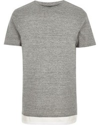 River Island Grey Longline Double Layer T Shirt
