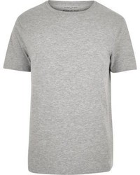 River Island Grey Marl Plain Short Sleeve T Shirt