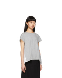 Sacai Grey Pleated Panel T Shirt