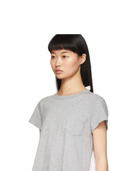 Sacai Grey Pleated Panel T Shirt
