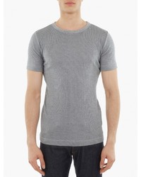 S.N.S. Herning Grey Striped Knitted Cotton T Shirt