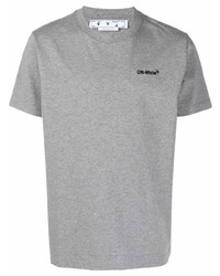 Off-White Helvetica Logo Slim Ss Tee Melange Grey
