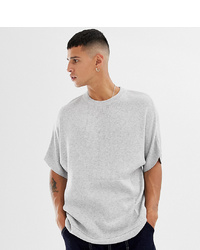 Noak Knitted T Shirt In Light Grey Marl