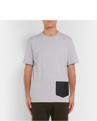 Balenciaga Leather Trimmed Cotton Jersey T Shirt
