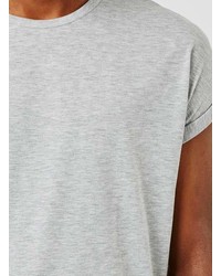 Topman Light Grey Longline Drop Shoulder T Shirt