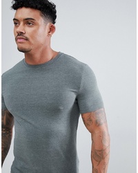 ASOS DESIGN Longline Muscle Fit T Shirt With Crew Neck And Stretch In Green