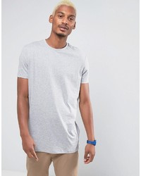 Asos Longline T Shirt With Crew Neck In Gray Marl