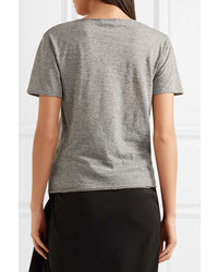 Saint Laurent Mlange Cotton Jersey T Shirt Gray