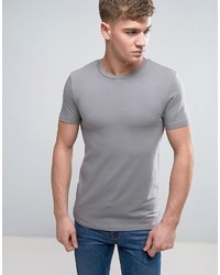 Asos Muscle Fit Crew Neck T Shirt In Gray