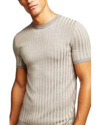 Topman Muscle Fit Plaited Sweater T Shirt