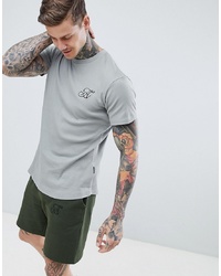 Ascend Muscle Fit Salt And Pepper Ribbed T Shirt With Curved Hem