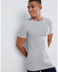 ASOS DESIGN Muscle Fit T Shirt With Crew Neck And Stretch In Grey Marl