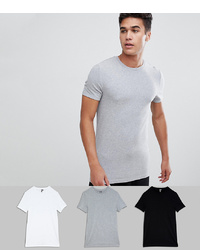 ASOS DESIGN Organic Muscle Fit T Shirt With Crew Neck 3 Pack Save