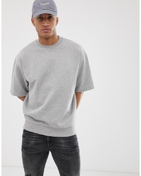 ASOS DESIGN Oversized Short Sleeve Sweatshirt In Grey Marl
