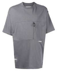 Izzue Panelled Zip Logo Print T Shirt