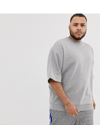 ASOS DESIGN Plus Oversized Sweatshirt With Short Sleeves In Grey Marl