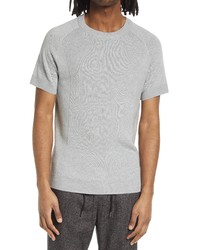 Open Edit Rib Short Sleeve Sweater In Grey Heather At Nordstrom