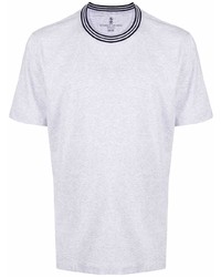 Brunello Cucinelli Ribbed Trim Cotton T Shirt