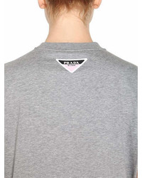 Prada Rubber Logo Patch Cotton Jersey T Shirt