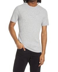 Open Edit Short Sleeve Rib Sweater Tee In Grey Heather At Nordstrom