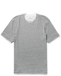Brunello Cucinelli Slim Fit Layered Trim Cotton Jersey T Shirt
