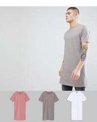 ASOS DESIGN Super Longline T Shirt 3 Pack Save