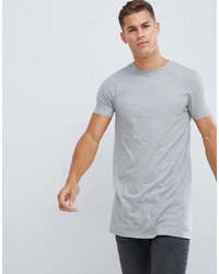 ASOS DESIGN Super Longline T Shirt In Grey Marl